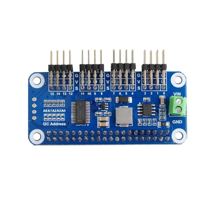 Raspberry Pi Zero - 16-канальный модуль драйвера серводвигателей PWM HAT,