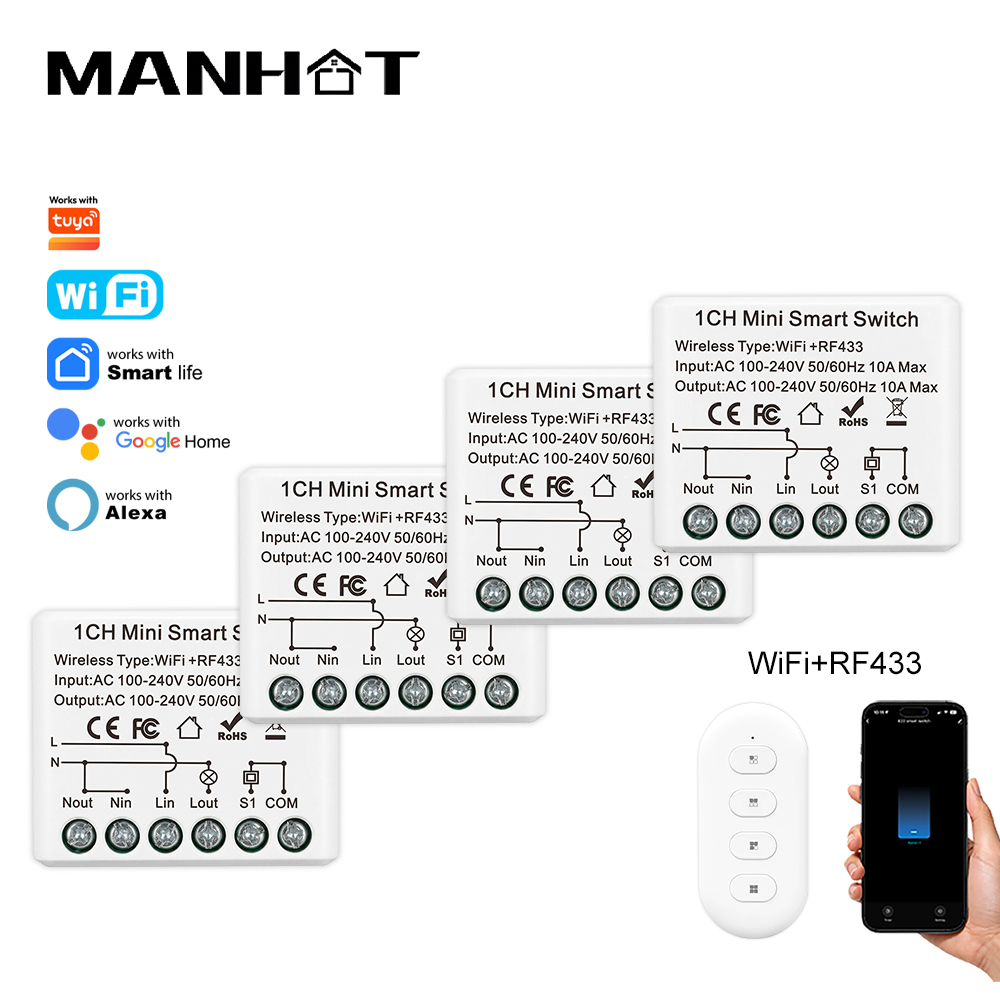 Rf 433Mhz Module - Умный мини-выключатель Wi-Fi 10А с беспроводным
